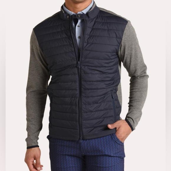 GREYSON Tenada Jacket Maltese Golf Navy Blue & Grey Wolf Sz Small